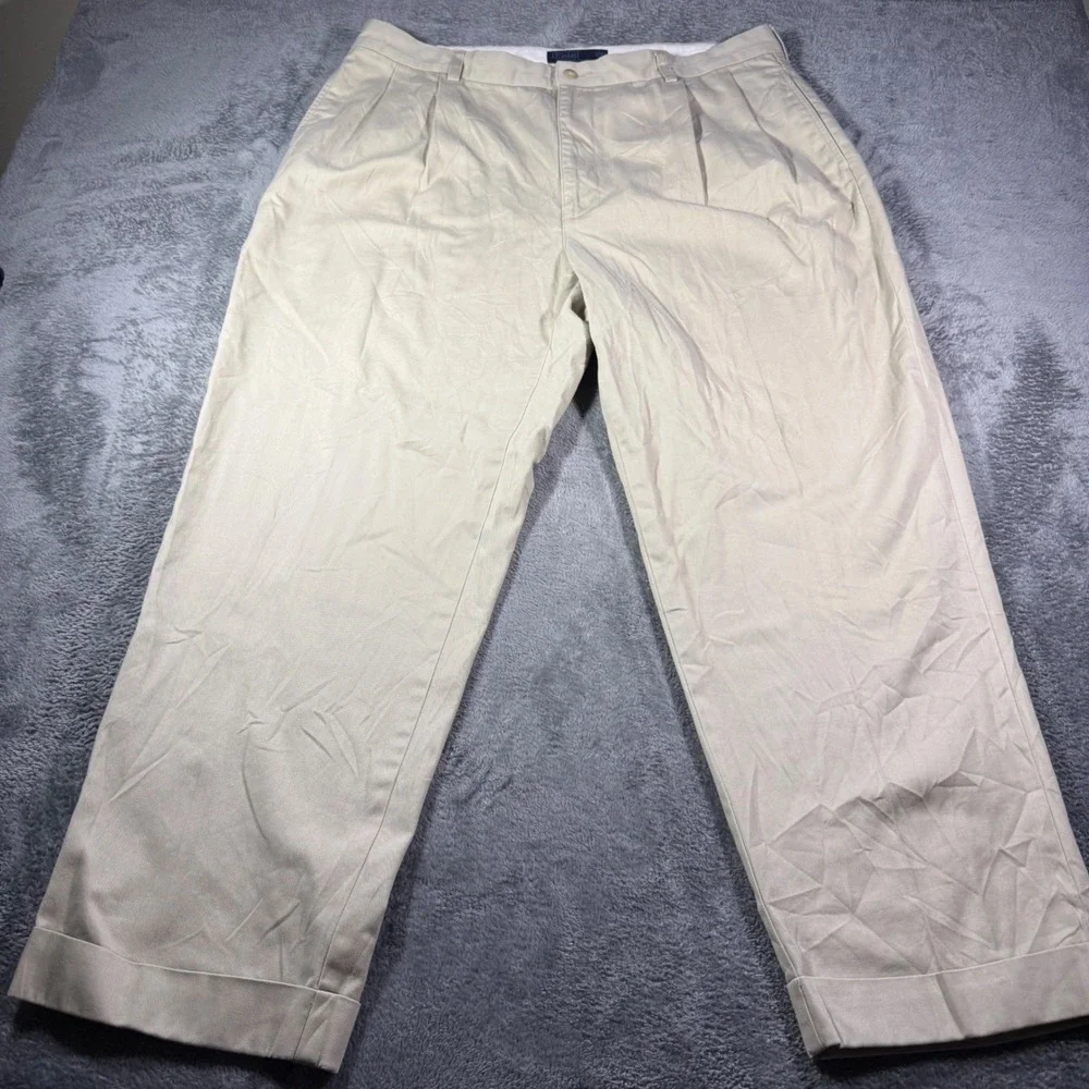 Polo Ralph Lauren Hammond Pant Mens 40x29 Tan Khaki Pleated Cuffed Chino Trouser